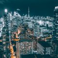 Toronto City Skyline at night. lite up