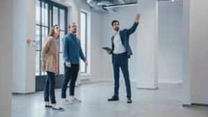 Realtor pointing out tips to his investors