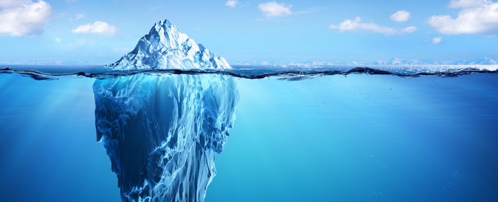 an iceberg that represents the hidden Monthly expenses of owning a Home